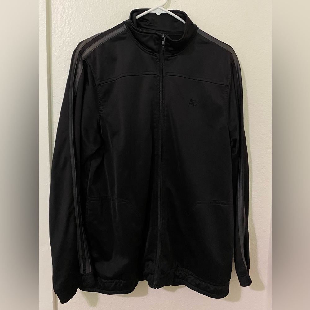 Mens Black Starter Jacket Warm up Jacket Size Large Long Sleeve With Zipper,Bags